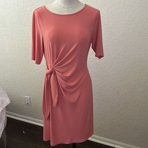 Talbots Coral Short Sleeve Tie & Ruching Dress Size 10